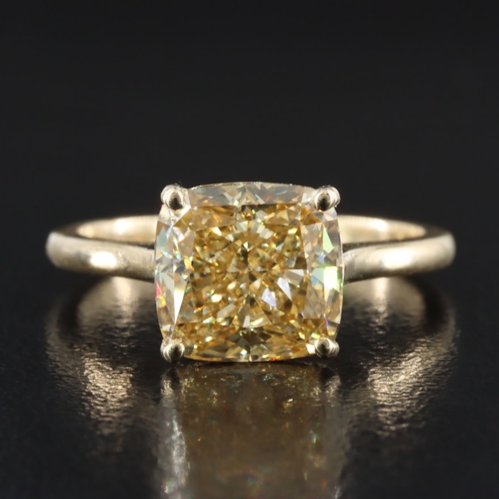 4.10 CT Fancy Yellow Diamond Solitaire Ring with IGI Report